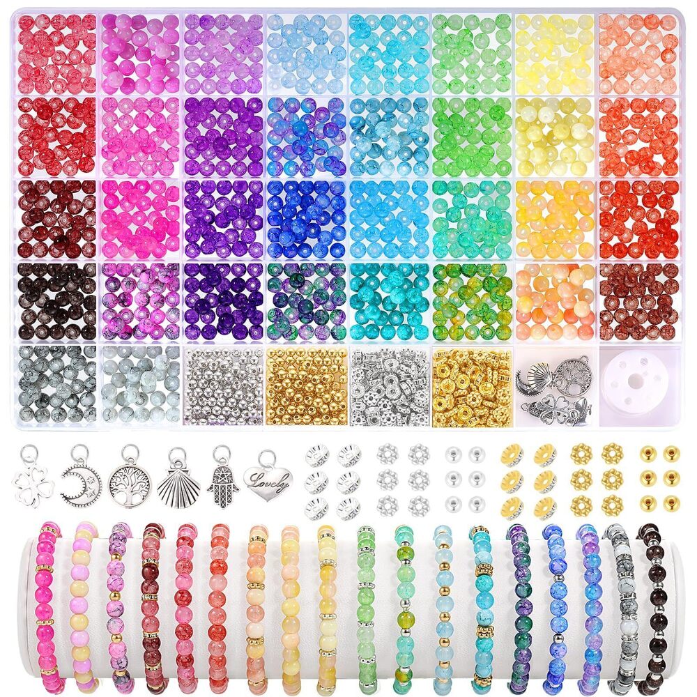 7517 34000pcs+ 3mm Seed Beads and 1396pcs 6mm Glass Beads for Jewelry